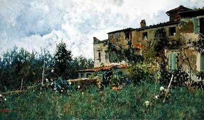 Chuveiro de Verão em Settignano (óleo sobre tela) de Telemaco Signorini