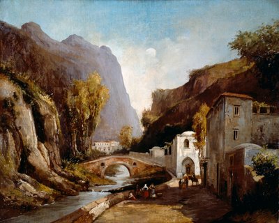 Vale do moinho em Amalfi (óleo sobre tela) de Teodoro Duclere