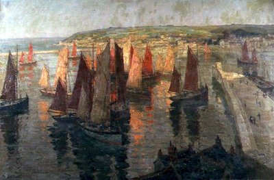 Vermelho e Ouro, Brixham (óleo sobre tela) de Terrick Williams