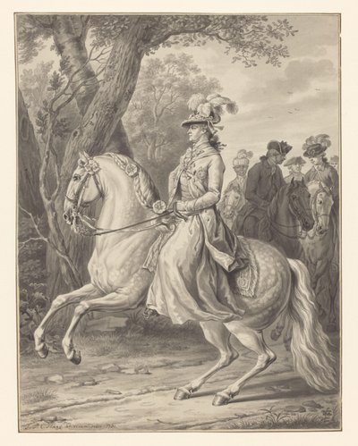 Wilhelmina da Prússia, Princesa de Orange-Nassau, a cavalo de Tethart Philip Christian Haag (signed by artist)