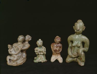 Figurinhas de uma mãe e filho (terracota) de Thai School