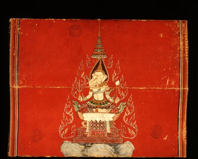 Manuscrito de Ganesh no treinamento do elefante (wc no papel) de Thai School