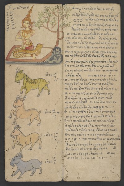 Ou 16455 f.5r, Animais do Zodíaco, de Phrommachat (pergaminho) de Thai School