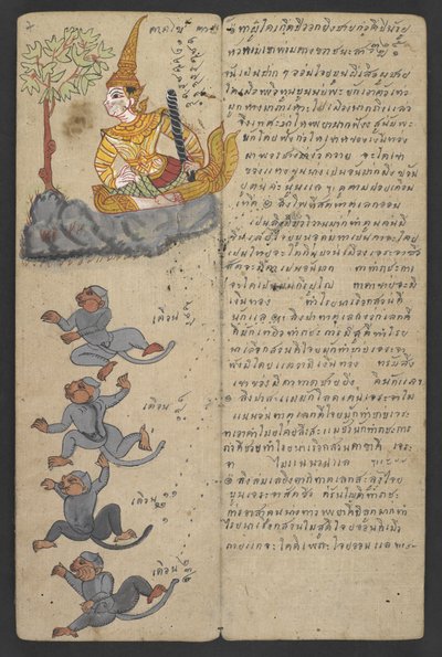 Ou 16455 f.7r, Animais do Zodíaco, de Phrommachat (pergaminho) de Thai School