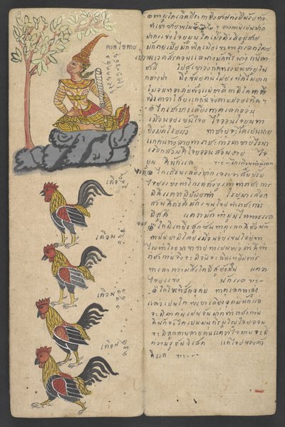 Ou 16455 f.9r, Animais do Zodíaco, de Phrommachat (pergaminho) de Thai School