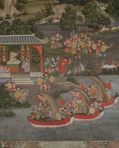 Cena com influência chinesa, Sala Geng, Wat Bowonniwet Vihara, Banguecoque de Thai School