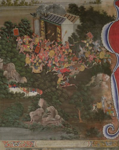 Cena com influência chinesa, Sala Geng, Wat Bowonniwet Vihara, Banguecoque de Thai School