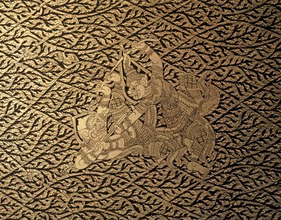 ARTE TAI: Um episódio do "Ramayana" com decoração de Kra Nak. Estojo para livros, Banguecoque St... de Thai School