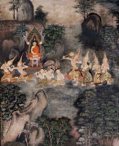 Tentação de Buda (pintura de parede) de Thai School