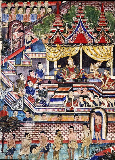 Wiharn Laikarn, episódio de Jataka Sang Thong (fresco) de Thai School