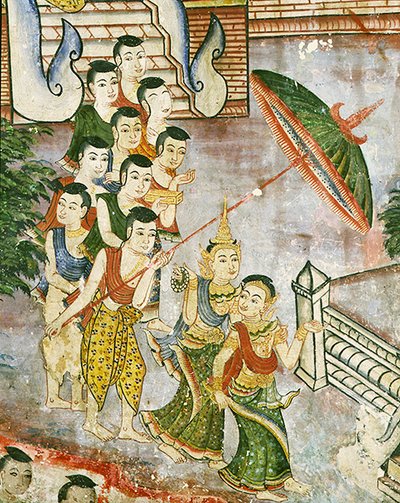 Wiharn Laikarn, episódio de Jataka Sang Thong (fresco) de Thai School