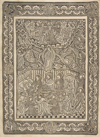 A Morte, Assunção e Coroação da Virgem, c. 1470-85. de The Master of the Mountainlike Clouds