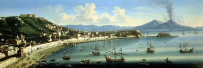 Nápoles, das alturas de Posillipo com o Vesúvio à distância, 1740 de The Metropolitan Master