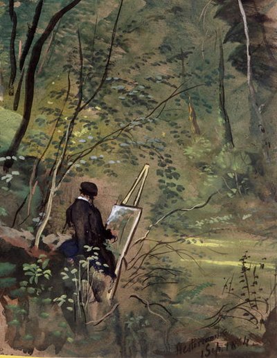 Hestercombe Woods, Somerset 1834 (aguarela e guache) de The Rev. John Eagles
