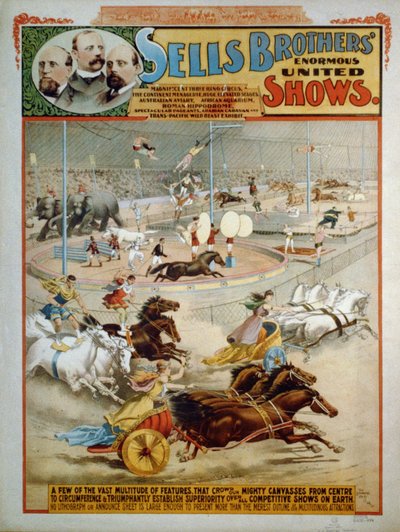 Vende shows enormes dos irmãos, ca 1885 de The Strobridge Lithographing Company