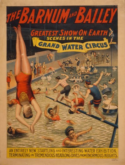 O maior show de Barnum & Bailey na terra. Cenas no grande circo aquático, c. 1895 de The Strobridge Lithographing Company