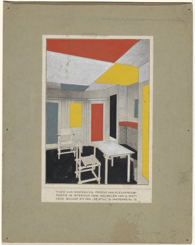 Solução a cores
Kleurencompositie in interieur de Theo van Doesburg