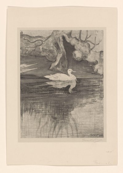 Lago com pato de Theo van Hoytema (signed by artist)