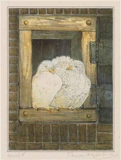 Pombas brancas na janela de Theo van Hoytema (signed by artist)