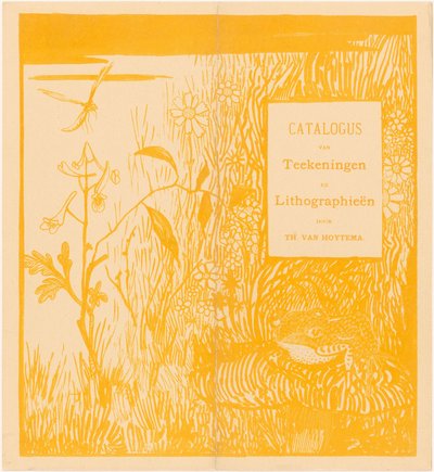 Capa do catálogo com sapo e libélula de Theo van Hoytema