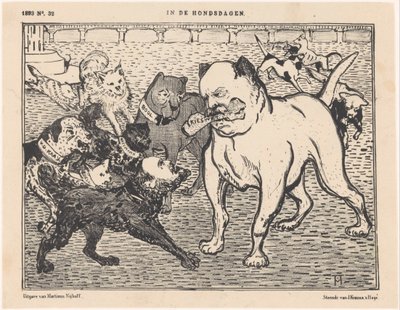 Cartum sobre a lei eleitoral de Johannes Tak van Poortvliet Nos Dias de Cão (título no objeto) de Theo van Hoytema