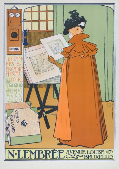 Loja de arte publicitária de cartazes, Bruxelas de Théo van Rysselberghe