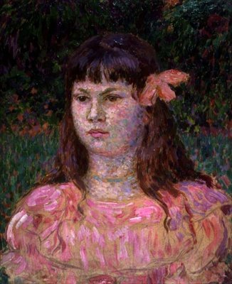 A Fita Rosa (Sylvie Lacombe), final da década de 1890 (óleo a bordo) de Théo van Rysselberghe