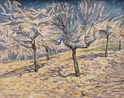 Th. V. Brockhusen, árvores de fruto na primavera de Theo von Brockhusen