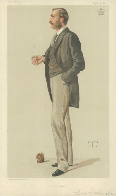 Lord Walsingham, A Naturalist, 9 de setembro de 1882, desenho animado da Vanity Fair de Theobald Chartran