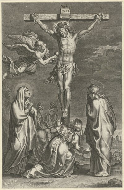 Cristo na cruz Cenas do Antigo e do Novo Testamento (título da série) Breviarium romanum (título da série) de Theodoor Galle (possibly)