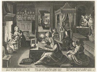 Cornélia, a mãe virtuosa dos Gracchi Mulheres romanas famosas (título da série) de Theodoor Galle
