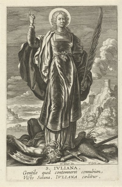 Santa Juliana
S. Jvliana (título sobre o objecto)
Santos femininos (título da série)
Speculum Illustratum Virginum (título da série) de Theodoor Galle