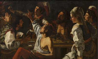 Jogadores de cartas e gamão. Lute por cartas de Theodoor Rombouts