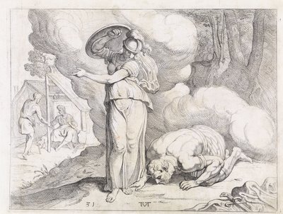 Minerva mostra Ítaca a Ulisses Os Trabalhos de Ulisses (título da série) de Theodoor van Thulden