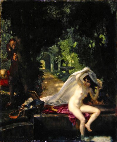 Susanna e os Anciãos (óleo no painel) de Theodor Baierl