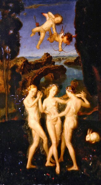 As Três Graças (óleo sobre painel) de Theodor Baierl