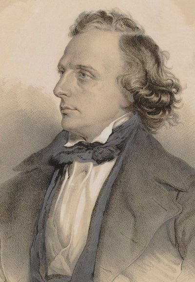 Retrato do pianista e compositor Henry Litolff 1818-1891 , 1849. de Theodor Brüggemann