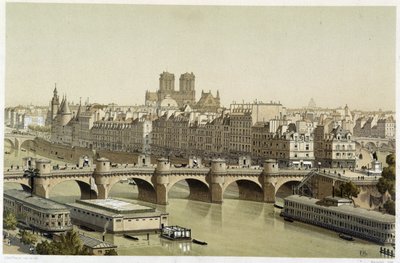 Ile de la Cité e a Pont neuf em Paris de Theodor Josef Hubert Hoffbauer