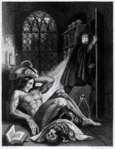 Ilustração de &39;Frankenstein&39; de Mary Shelley (1797-1851) de Theodor M. von Holst