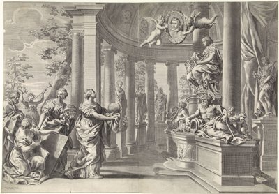 Representação alegórica: o templo da sabedoria (Sapienta) de Theodor Matham