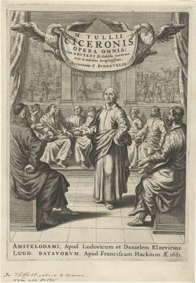 Cícero e discutindo figuras Página de título para: Cícero, ópera omnia, 1661 de Theodor Matham