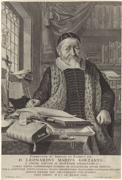 Retrato de Leonard Marius van der Goes num gabinete de estudo de Theodor Matham