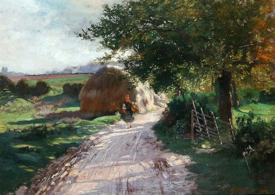 Caminho Rural com uma Pequena Rapariga de Schwalm de Theodor Matthei