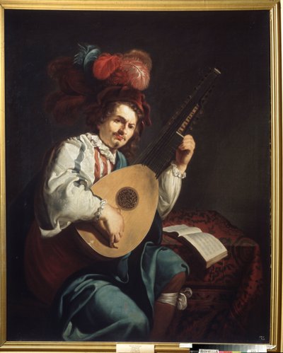"The Lute Player" Pintura de Theodor Rombouts (1597-1637) Museu Regional de Arte do Século XVII, Vinnytsia de Theodor Rombouts