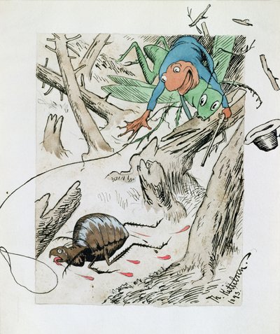 Caça às pulgas na floresta virgem de Theodor Kittelsen