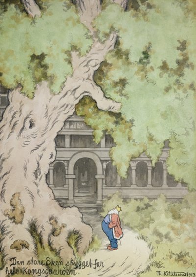O grande carvalho sombreia toda a propriedade do rei de Theodor Kittelsen