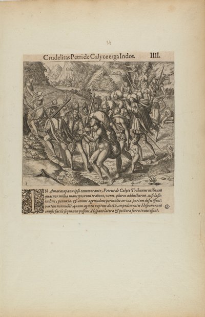 Crudelitas Petride Calyce Erga Indos. III. (do livro Americae, quarta parte) de Theodor de Bry