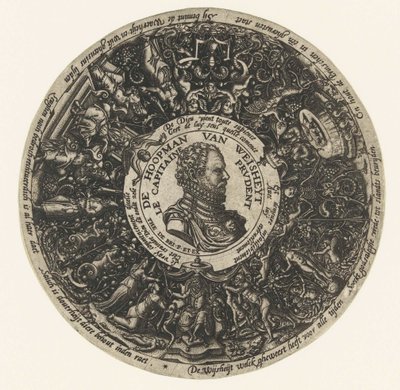 Medalhão com o busto do Capitão da Sabedoria, Theodor de Bry, ca. 1577 - ca. 1578 de Theodor de Bry