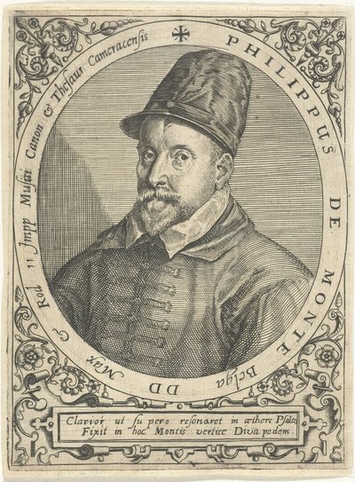 Retrato do compositor Philippe de Monte 1521-1603, c. 1598 de Theodore de Bry