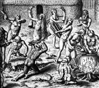 Cena de canibalismo de Theodor de Bry